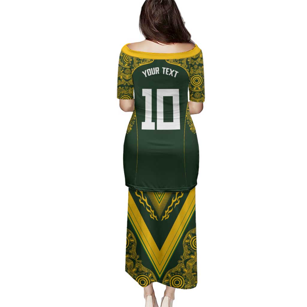 Australia Rugby Custom Family Matching Puletasi and Hawaiian Shirt Aboriginal Art Sporty Style - Aussie Hoodie