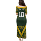 Australia Rugby Custom Family Matching Puletasi and Hawaiian Shirt Aboriginal Art Sporty Style - Aussie Hoodie