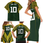 Australia Rugby Custom Family Matching Short Sleeve Bodycon Dress and Hawaiian Shirt Aboriginal Art Sporty Style - Aussie Hoodie