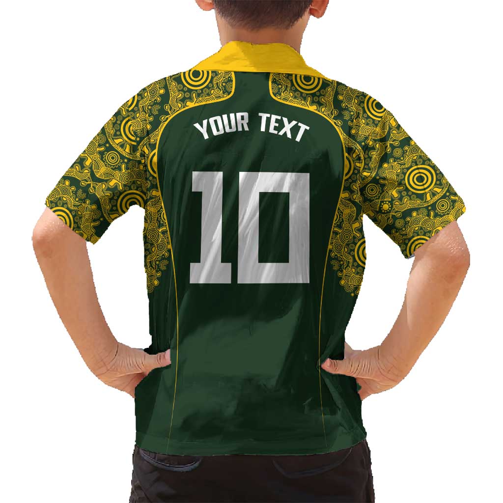 Australia Rugby Custom Family Matching Summer Maxi Dress and Hawaiian Shirt Aboriginal Art Sporty Style - Aussie Hoodie