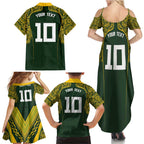Australia Rugby Custom Family Matching Summer Maxi Dress and Hawaiian Shirt Aboriginal Art Sporty Style - Aussie Hoodie