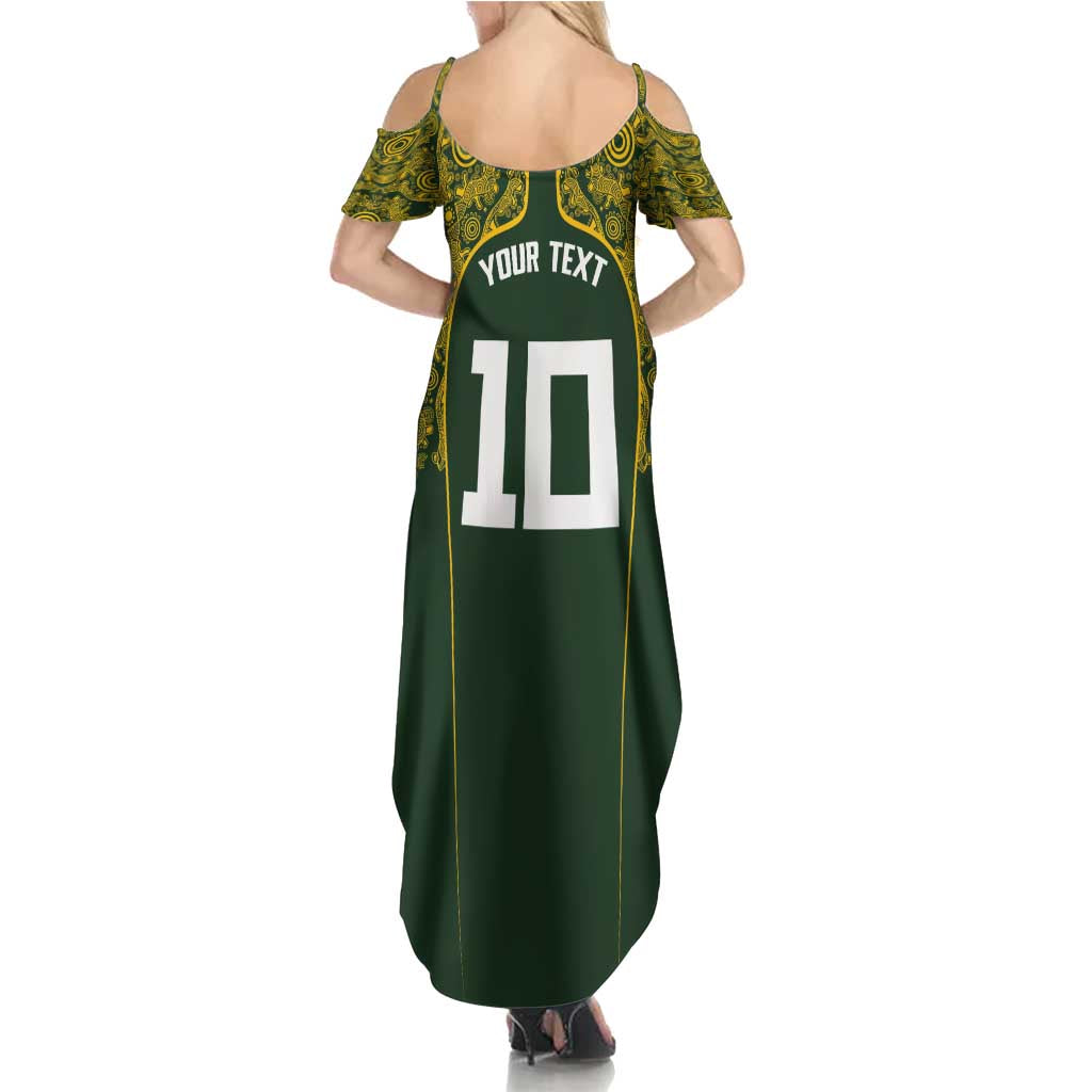 Australia Rugby Custom Family Matching Summer Maxi Dress and Hawaiian Shirt Aboriginal Art Sporty Style - Aussie Hoodie