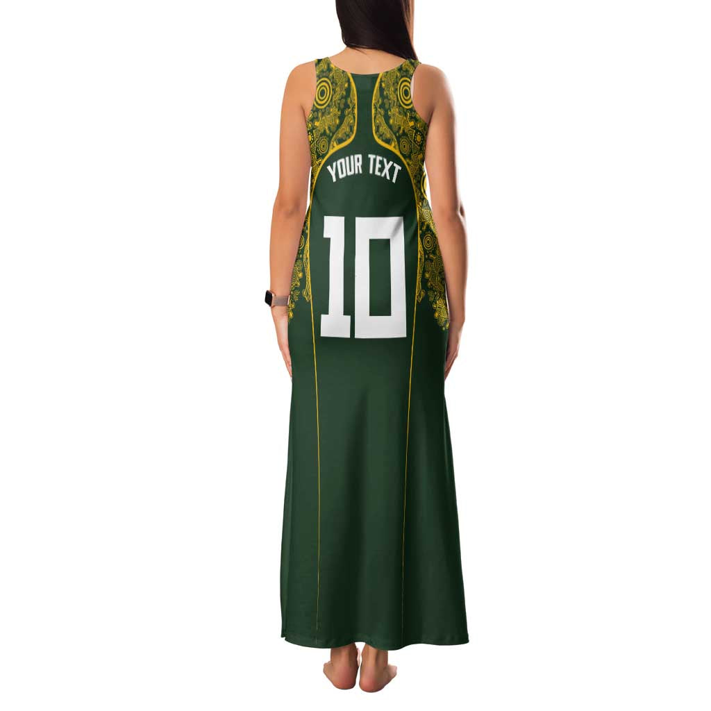 Australia Rugby Custom Family Matching Tank Maxi Dress and Hawaiian Shirt Aboriginal Art Sporty Style - Aussie Hoodie