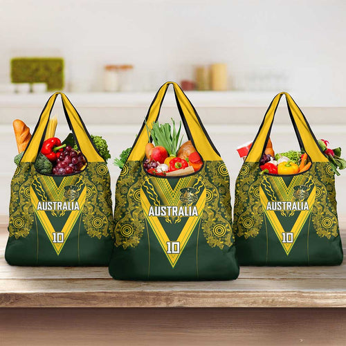 Australia Rugby Custom Grocery Bag Aboriginal Art Sporty Style - Aussie Hoodie
