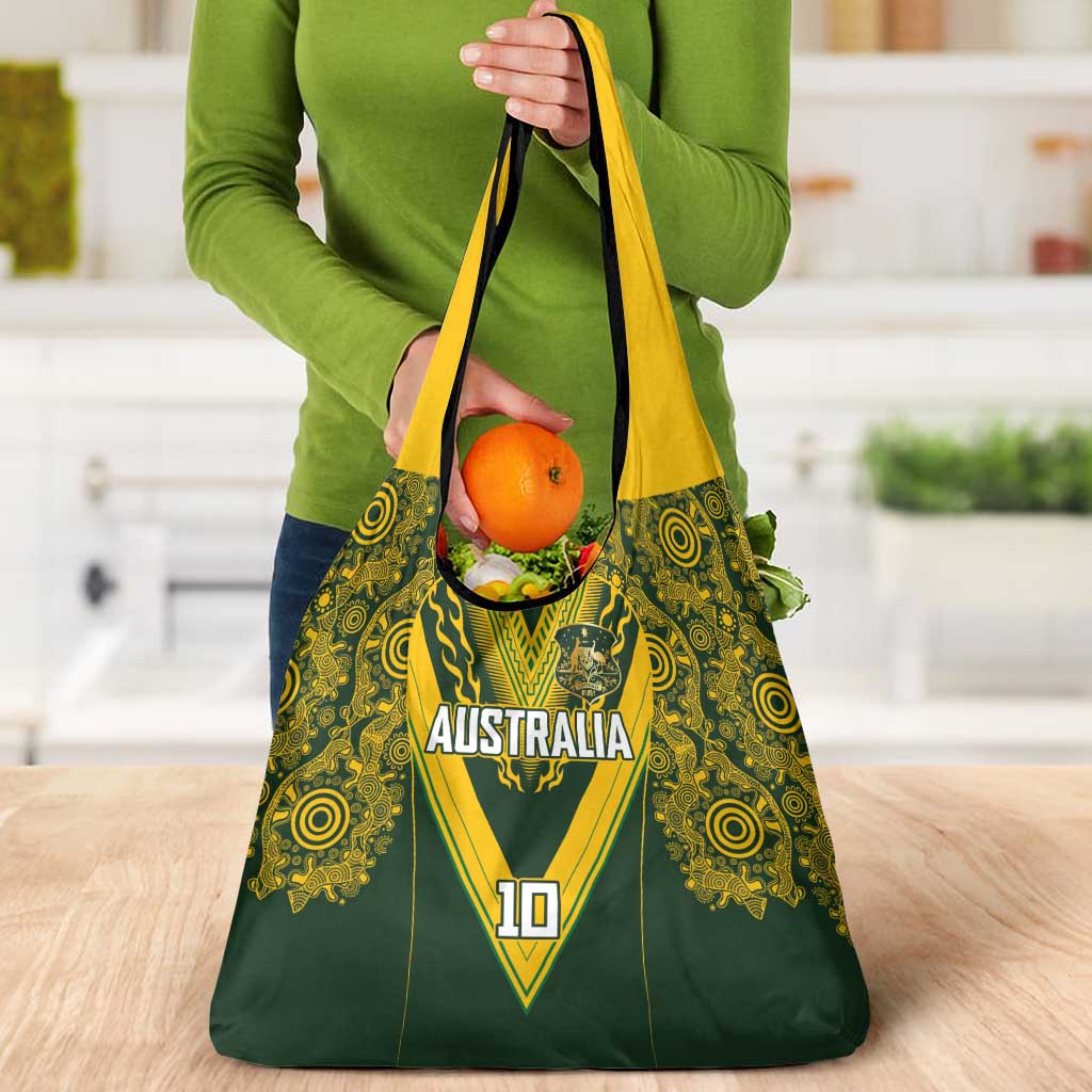Australia Rugby Custom Grocery Bag Aboriginal Art Sporty Style - Aussie Hoodie