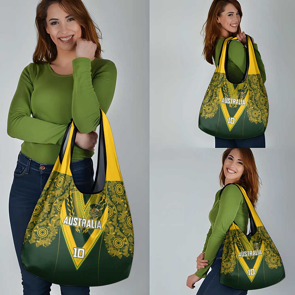 Australia Rugby Custom Grocery Bag Aboriginal Art Sporty Style - Aussie Hoodie