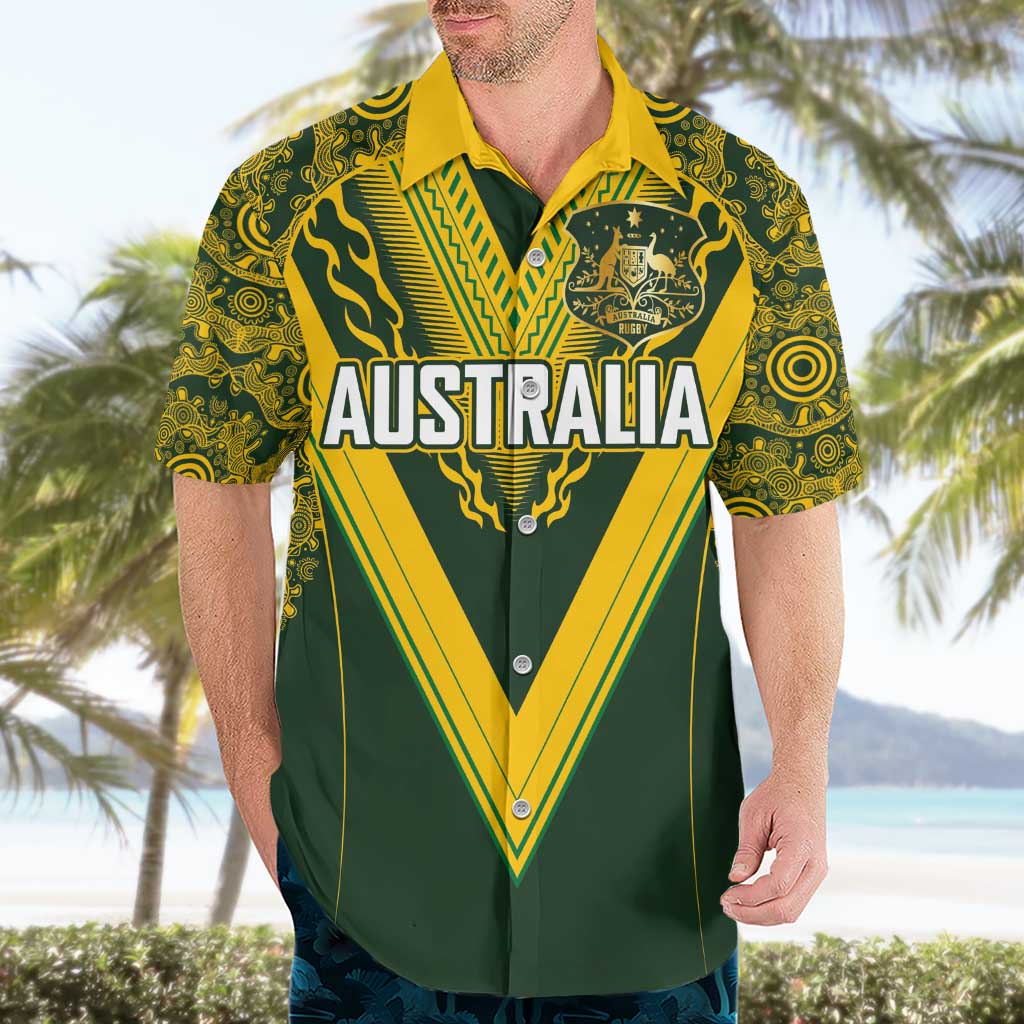 Australia Rugby Custom Hawaiian Shirt Aboriginal Art Sporty Style - Aussie Hoodie