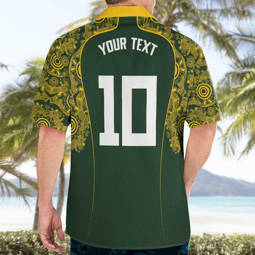 Australia Rugby Custom Hawaiian Shirt Aboriginal Art Sporty Style - Aussie Hoodie