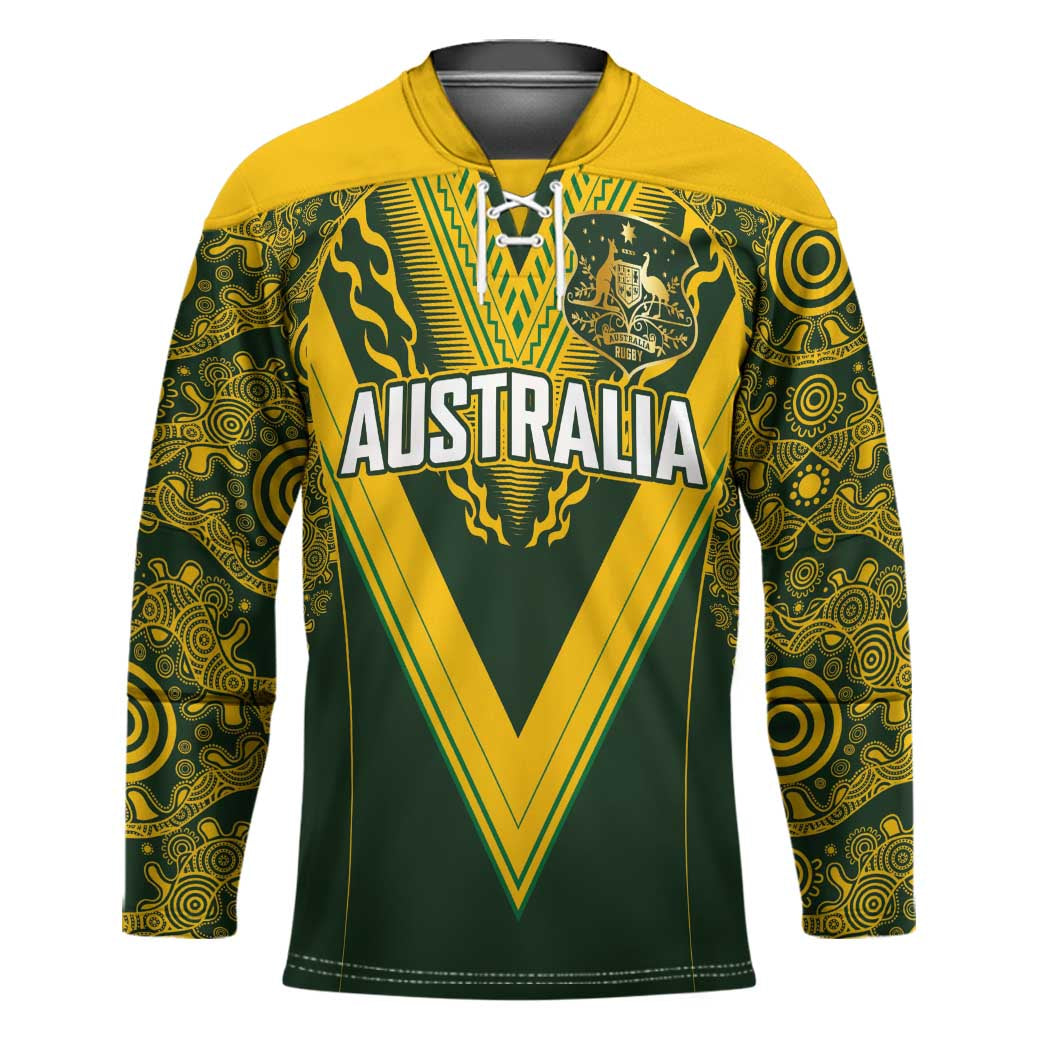 Australia Rugby Custom Hockey Jersey Aboriginal Art Sporty Style - Aussie Hoodie