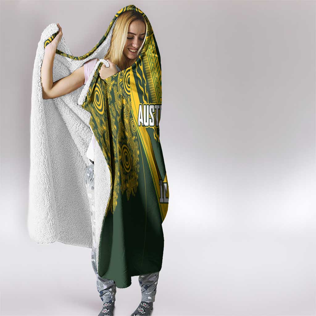 Australia Rugby Custom Hooded Blanket Aboriginal Art Sporty Style - Aussie Hoodie