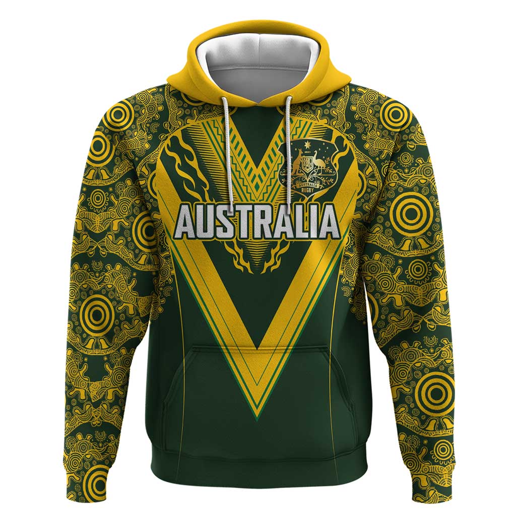 Australia Rugby Custom Hoodie Aboriginal Art Sporty Style - Aussie Hoodie