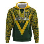 Australia Rugby Custom Hoodie Aboriginal Art Sporty Style - Aussie Hoodie
