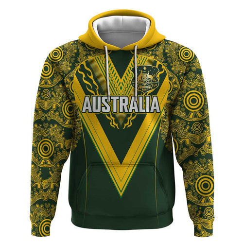 Australia Rugby Custom Hoodie Aboriginal Art Sporty Style - Aussie Hoodie