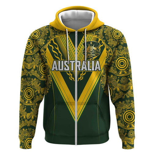 Australia Rugby Custom Hoodie Aboriginal Art Sporty Style - Aussie Hoodie
