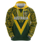 Australia Rugby Custom Hoodie Aboriginal Art Sporty Style - Aussie Hoodie