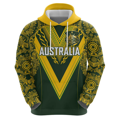 Australia Rugby Custom Hoodie Aboriginal Art Sporty Style - Aussie Hoodie
