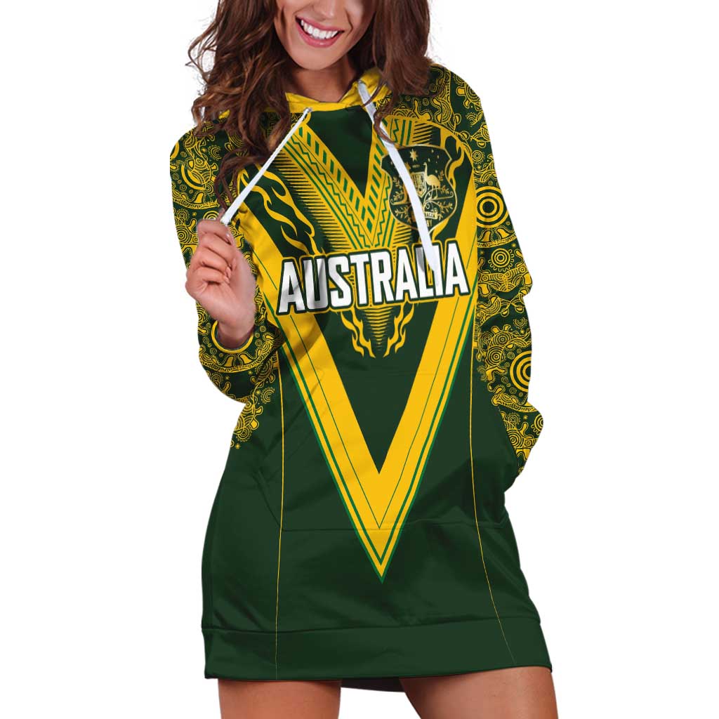 Australia Rugby Custom Hoodie Dress Aboriginal Art Sporty Style - Aussie Hoodie