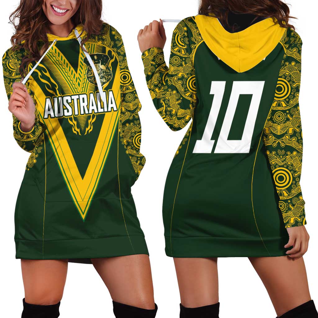 Australia Rugby Custom Hoodie Dress Aboriginal Art Sporty Style - Aussie Hoodie