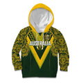 Australia Rugby Custom Kid Hoodie Aboriginal Art Sporty Style - Aussie Hoodie
