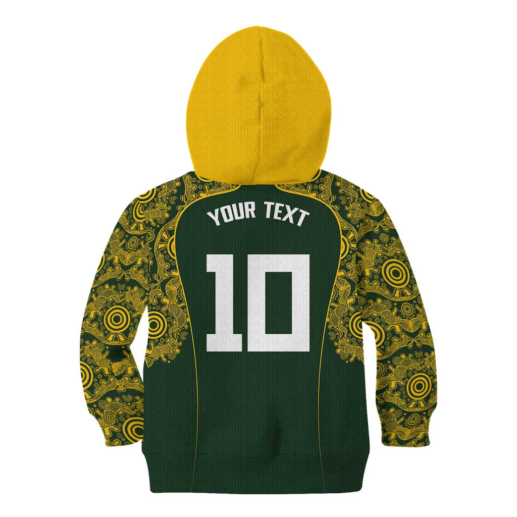 Australia Rugby Custom Kid Hoodie Aboriginal Art Sporty Style - Aussie Hoodie