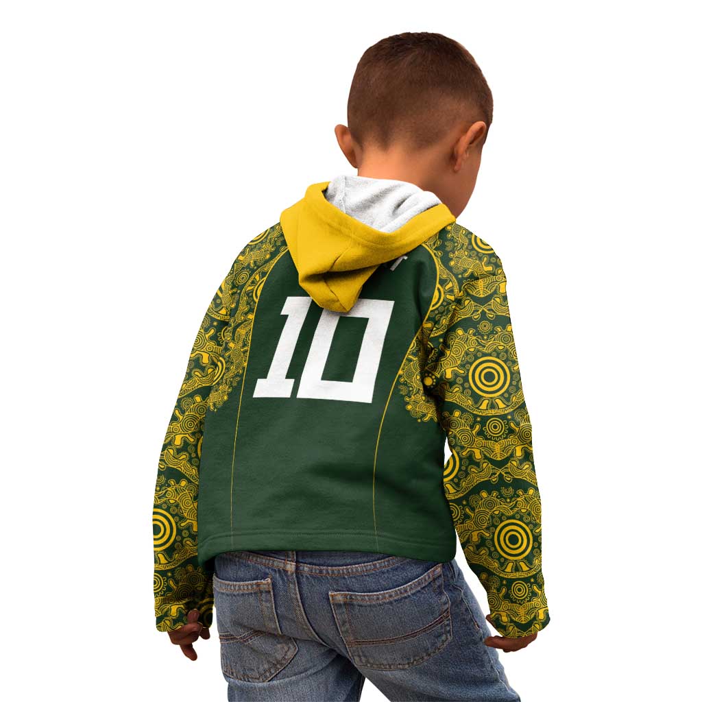 Australia Rugby Custom Kid Hoodie Aboriginal Art Sporty Style - Aussie Hoodie