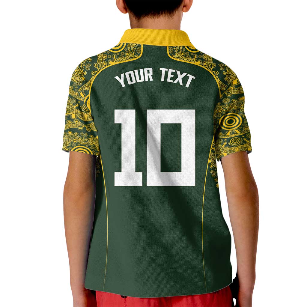 Australia Rugby Custom Kid Polo Shirt Aboriginal Art Sporty Style - Aussie Hoodie