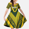 Australia Rugby Custom Kid Short Sleeve Dress Aboriginal Art Sporty Style - Aussie Hoodie