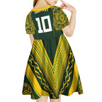 Australia Rugby Custom Kid Short Sleeve Dress Aboriginal Art Sporty Style - Aussie Hoodie