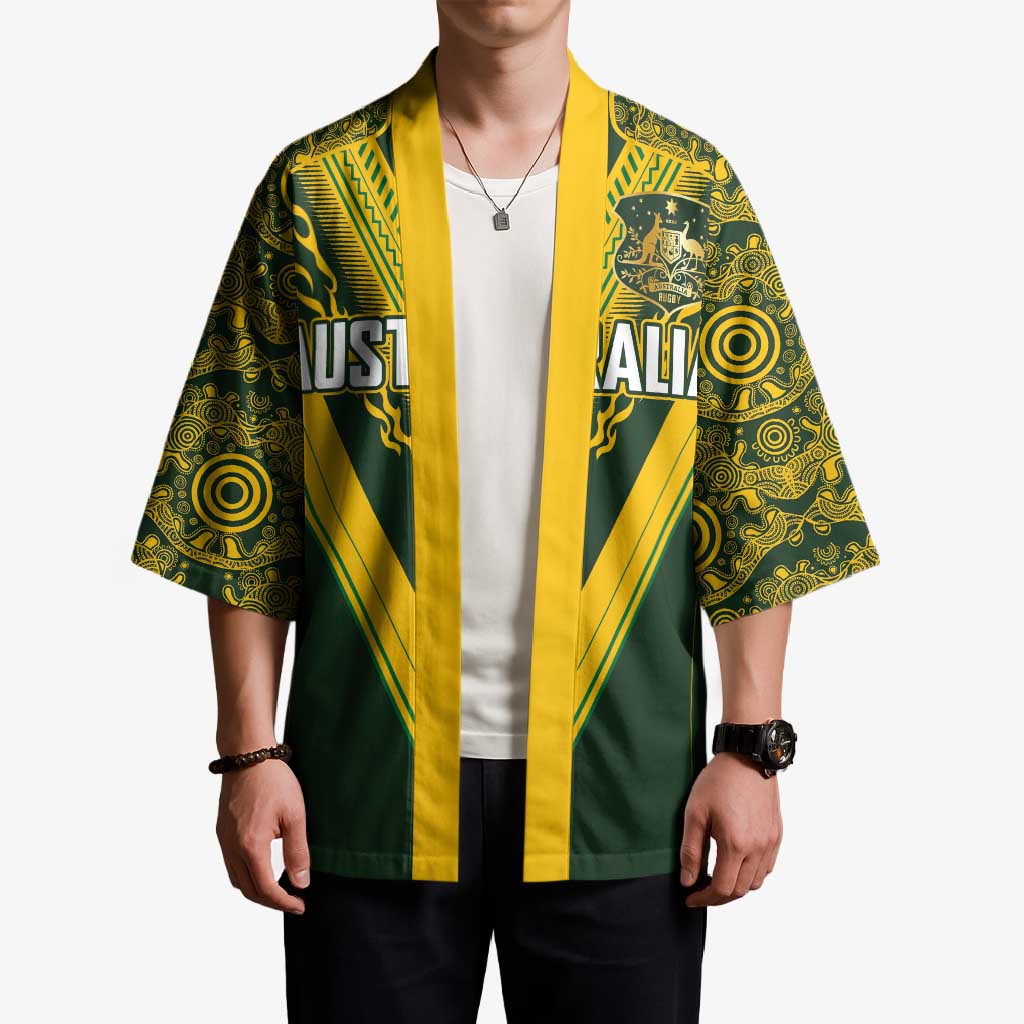 Australia Rugby Custom Kimono Aboriginal Art Sporty Style - Aussie Hoodie