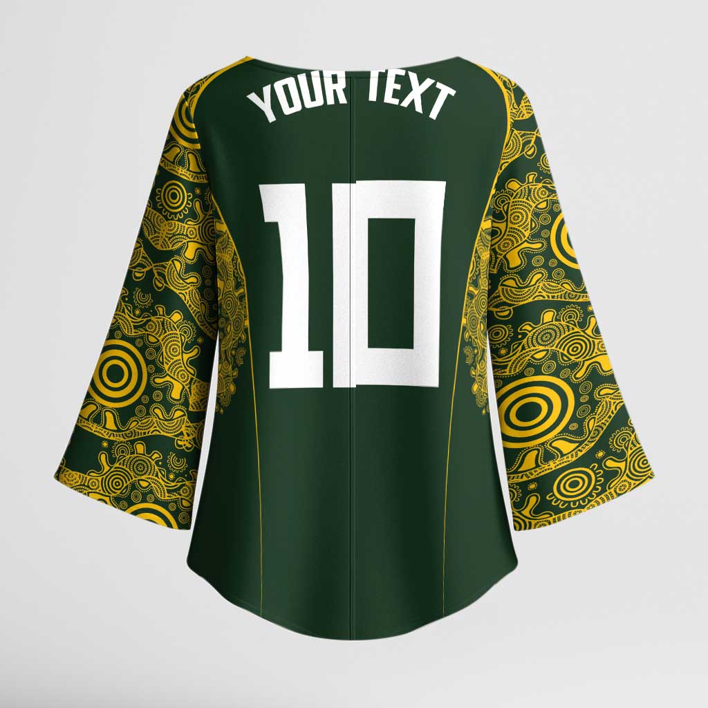 Australia Rugby Custom Kimono Sleeve Blouse Aboriginal Art Sporty Style - Aussie Hoodie