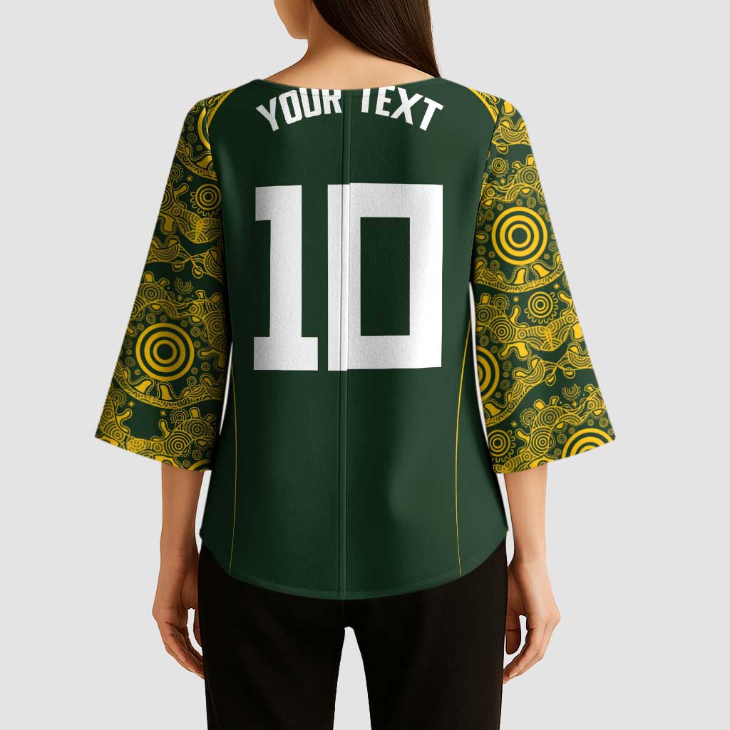 Australia Rugby Custom Kimono Sleeve Blouse Aboriginal Art Sporty Style - Aussie Hoodie