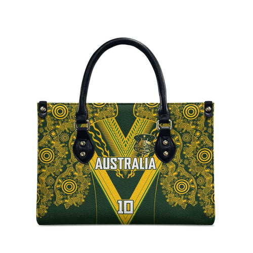 Australia Rugby Custom Leather Bag Aboriginal Art Sporty Style - Aussie Hoodie