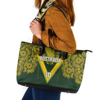 Australia Rugby Custom Leather Tote Bag Aboriginal Art Sporty Style - Aussie Hoodie