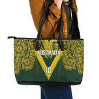 Australia Rugby Custom Leather Tote Bag Aboriginal Art Sporty Style - Aussie Hoodie