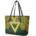 Australia Rugby Custom Leather Tote Bag Aboriginal Art Sporty Style - Aussie Hoodie