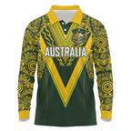 Australia Rugby Custom Long Sleeve Polo Shirt Aboriginal Art Sporty Style - Aussie Hoodie