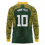 Australia Rugby Custom Long Sleeve Polo Shirt Aboriginal Art Sporty Style - Aussie Hoodie