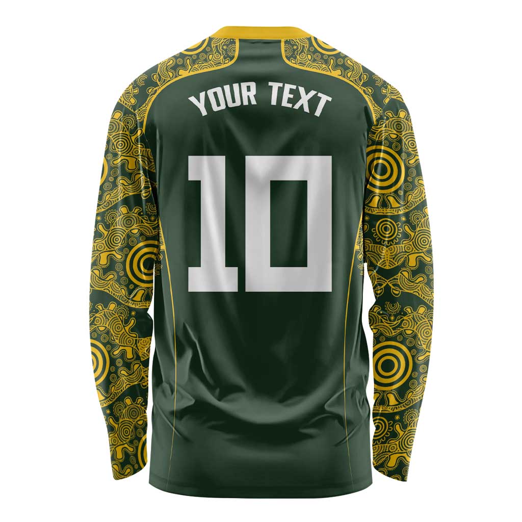 Australia Rugby Custom Long Sleeve Shirt Aboriginal Art Sporty Style - Aussie Hoodie