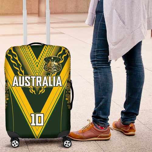 Australia Rugby Custom Luggage Cover Aboriginal Art Sporty Style - Aussie Hoodie