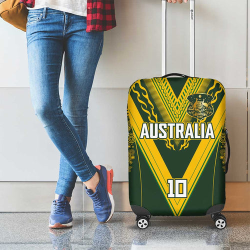 Australia Rugby Custom Luggage Cover Aboriginal Art Sporty Style - Aussie Hoodie