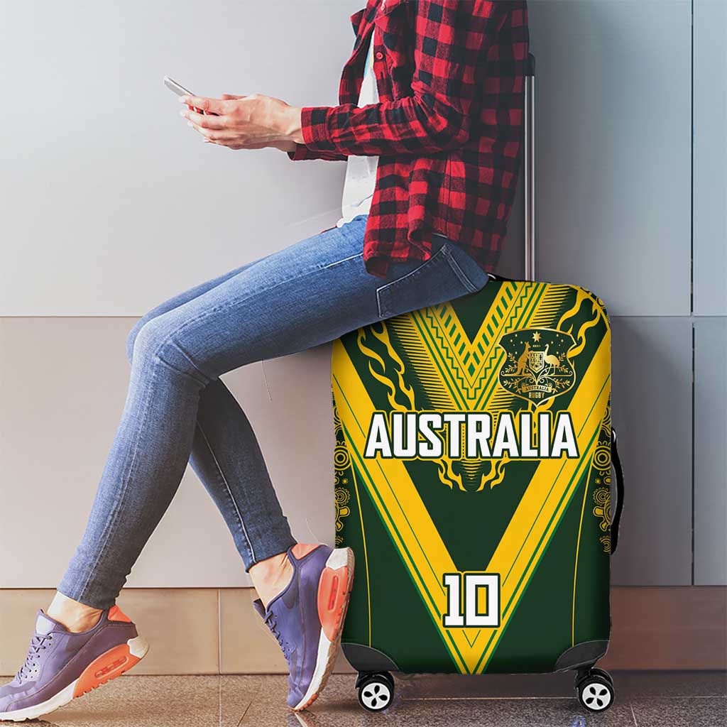 Australia Rugby Custom Luggage Cover Aboriginal Art Sporty Style - Aussie Hoodie