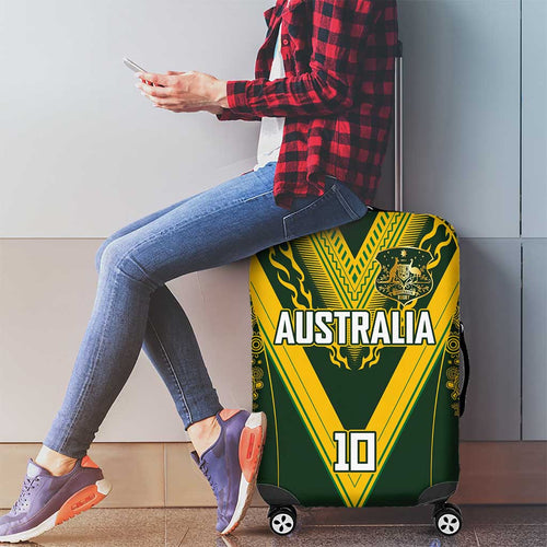 Australia Rugby Custom Luggage Cover Aboriginal Art Sporty Style - Aussie Hoodie