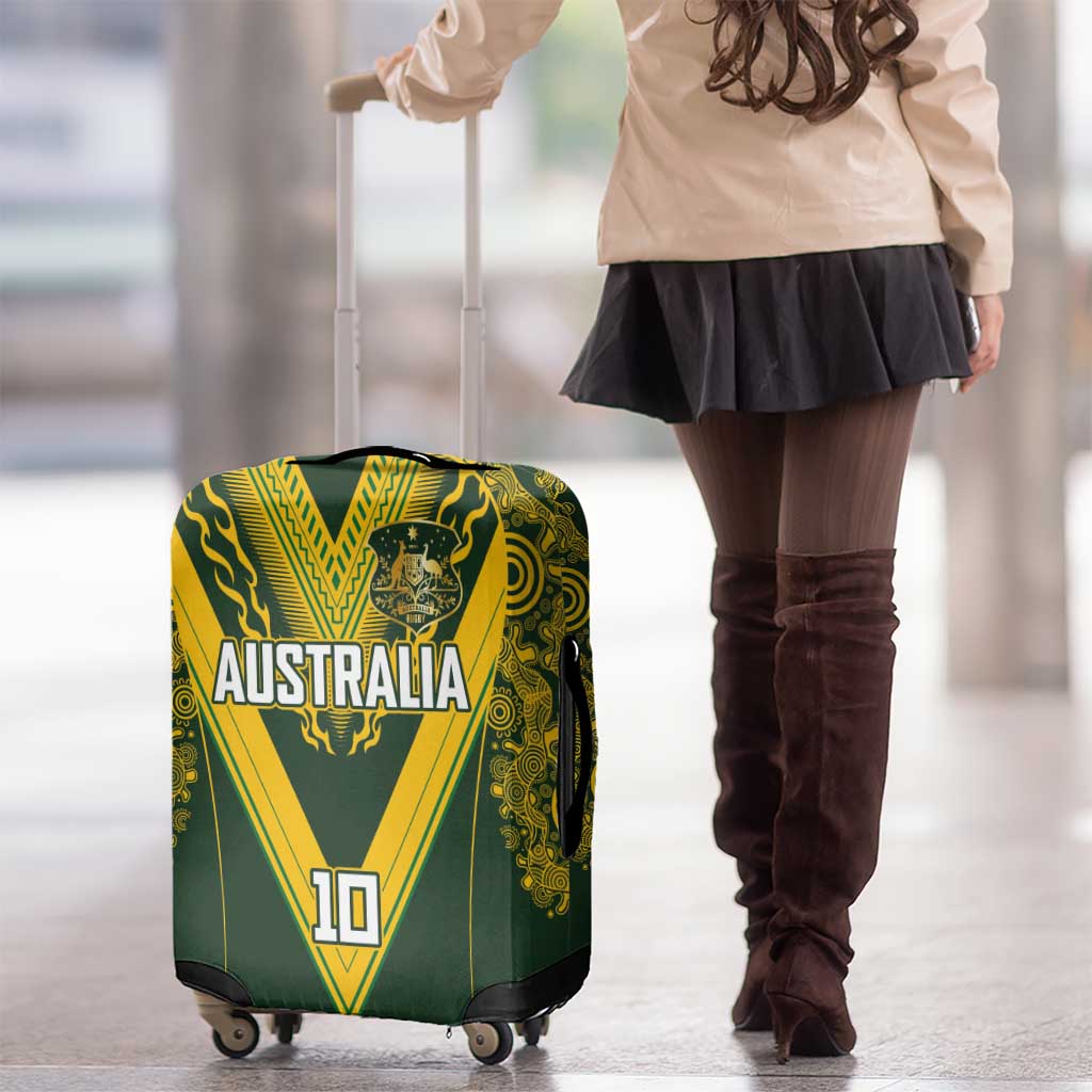 Australia Rugby Custom Luggage Cover Aboriginal Art Sporty Style - Aussie Hoodie