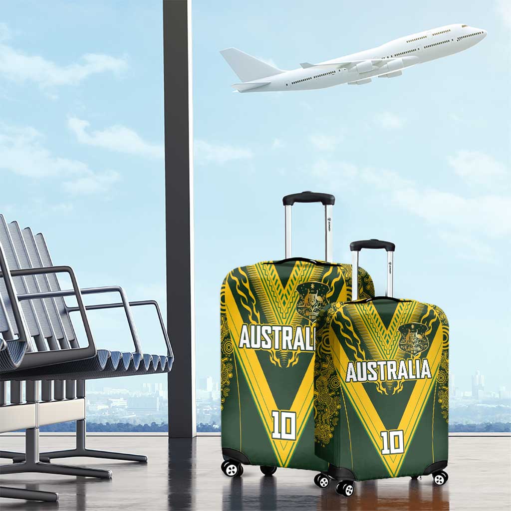 Australia Rugby Custom Luggage Cover Aboriginal Art Sporty Style - Aussie Hoodie