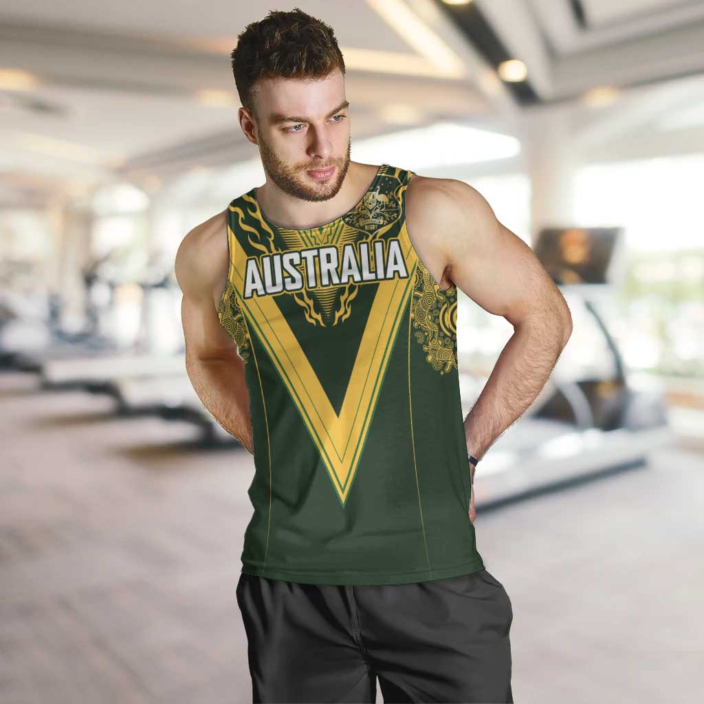 Australia Rugby Custom Men Tank Top Aboriginal Art Sporty Style - Aussie Hoodie