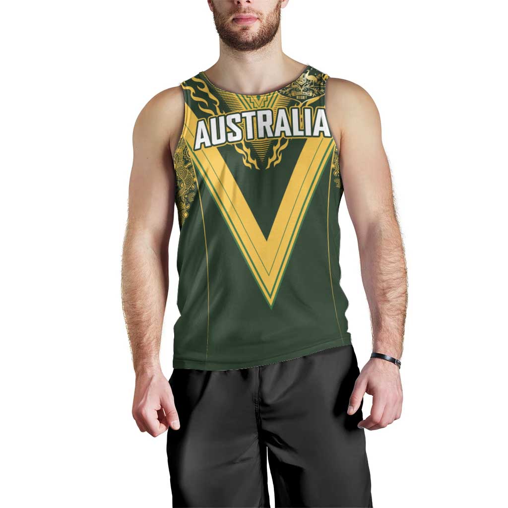 Australia Rugby Custom Men Tank Top Aboriginal Art Sporty Style - Aussie Hoodie