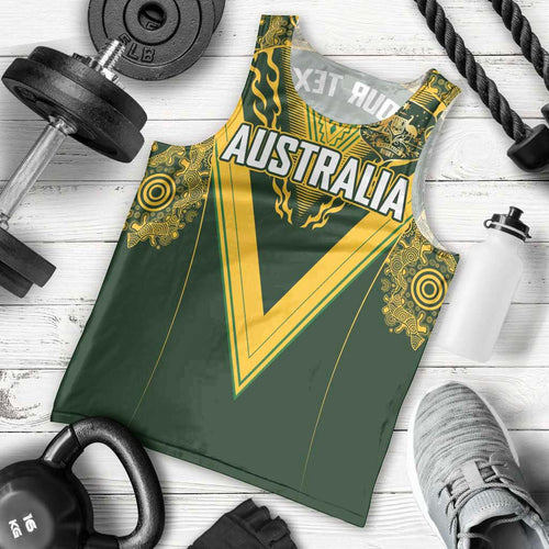 Australia Rugby Custom Men Tank Top Aboriginal Art Sporty Style - Aussie Hoodie