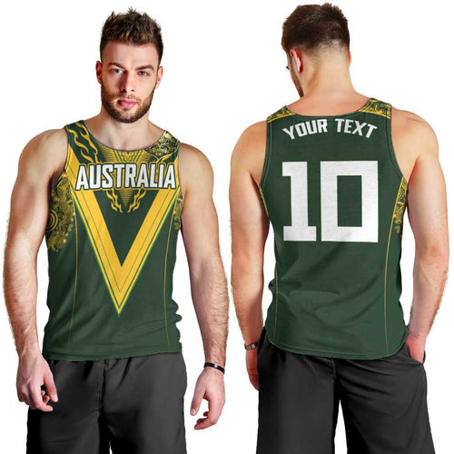 Australia Rugby Custom Men Tank Top Aboriginal Art Sporty Style - Aussie Hoodie
