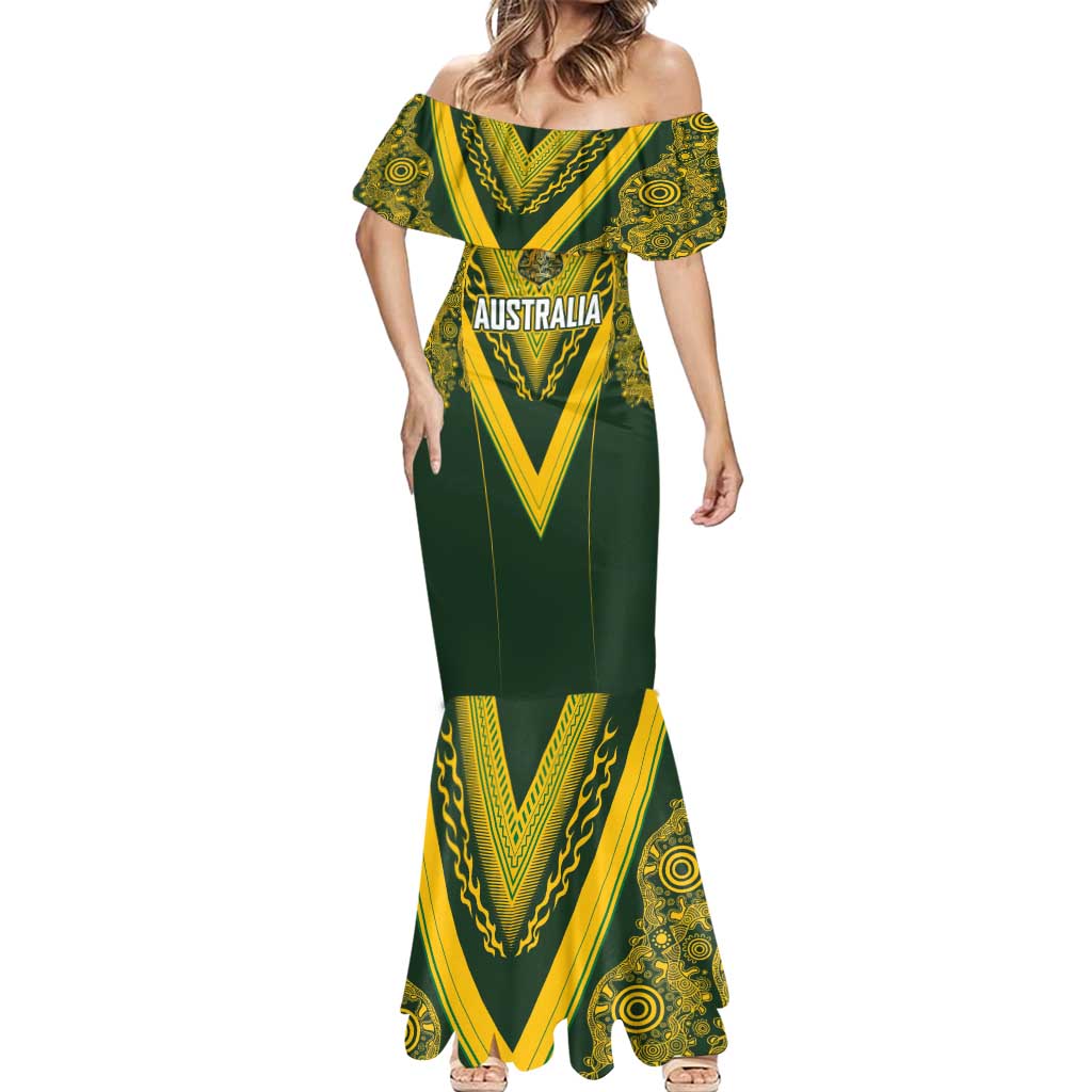 Australia Rugby Custom Mermaid Dress Aboriginal Art Sporty Style - Aussie Hoodie