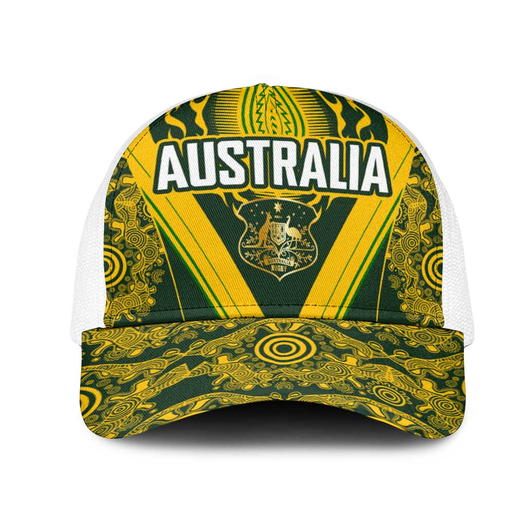 Australia Rugby Mesh Trucker Cap Aboriginal Art Sporty Style - Aussie Hoodie